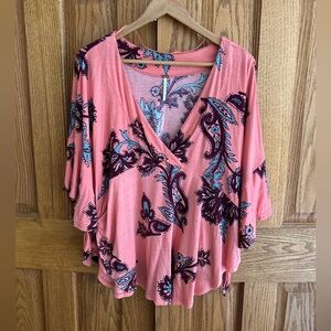 Free people kimono style pink wrap top